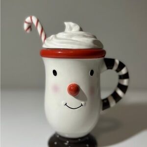 Festive Snowman Mug with Candy Cane Handle